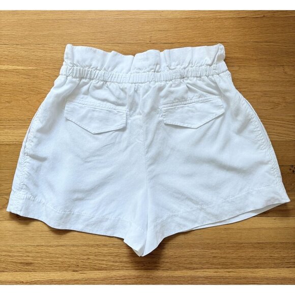 Club Monaco White Paperbag Shorts Size 8 Linen Blend Lined With Stretch Waist - Picture 3 of 3